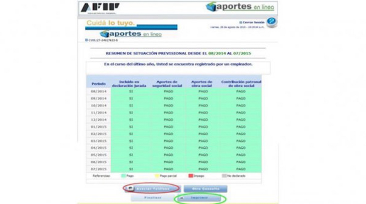 aportes en línea AFIP